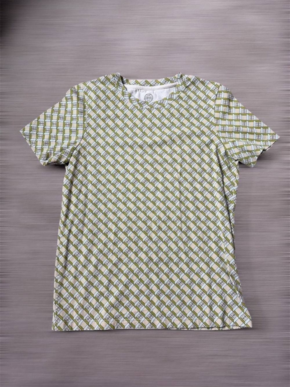 Tory Burch Olive & White Geometric Short-Sleeve Tee
